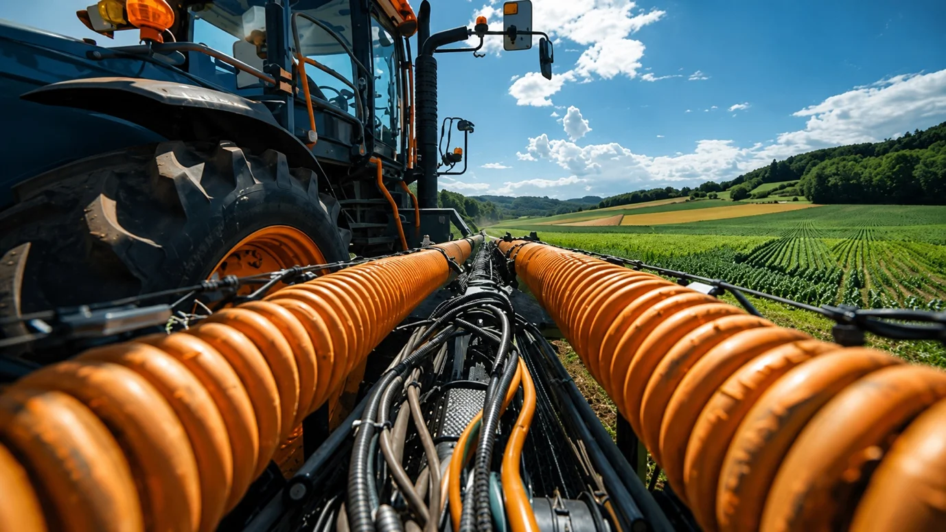 Agriculture sector — tractor with hydraulic hoses